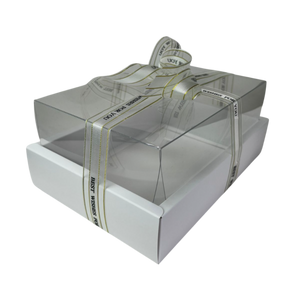 CAJA DE ACETATO - BASE DE CARTON  CON LAZO BEST WISHES FOR YOU - 1 UNID.